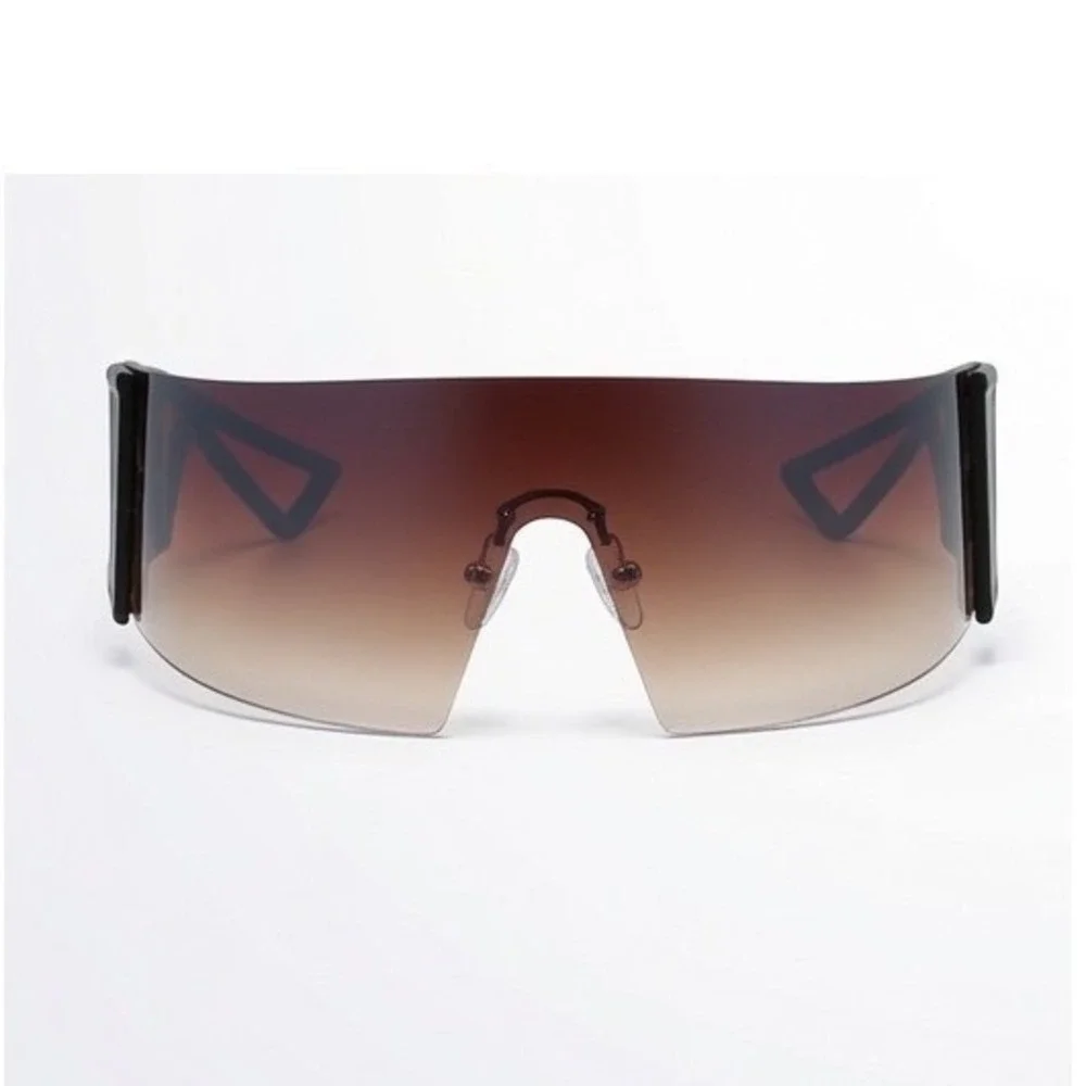 Men Sunglasses Stylish Glasses Sleek Brown Lens Modern Angular Frame Designer‎